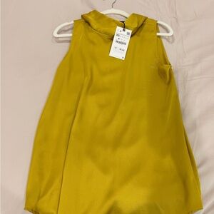 Sleeveless Yellow Satin Top